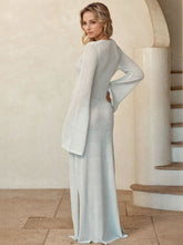 Slit Plunge Flare Sleeve Cover-Up Dress OutfitFlow